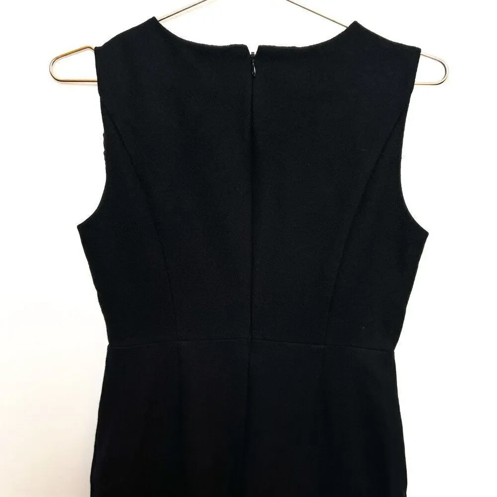J. Crew Black Gray Chevron Sleeveless Shift Business Wool Blend Dress E1556